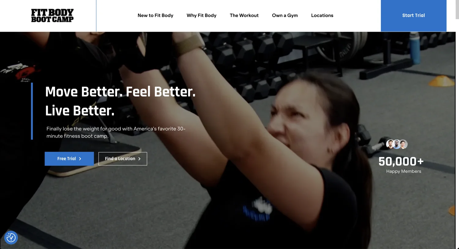 Fit Body Boot Camp website from Casey’s portfolio